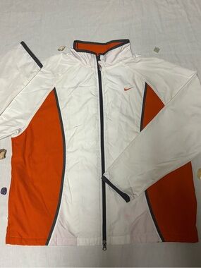 Nike White and Orange Windbreaker